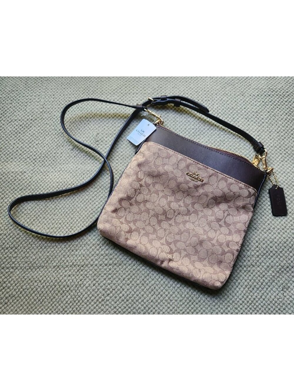 NEW Coach Kitt Messenger Crossbody Bag Signature Jacquard Brown 86095 GDC7C NWT